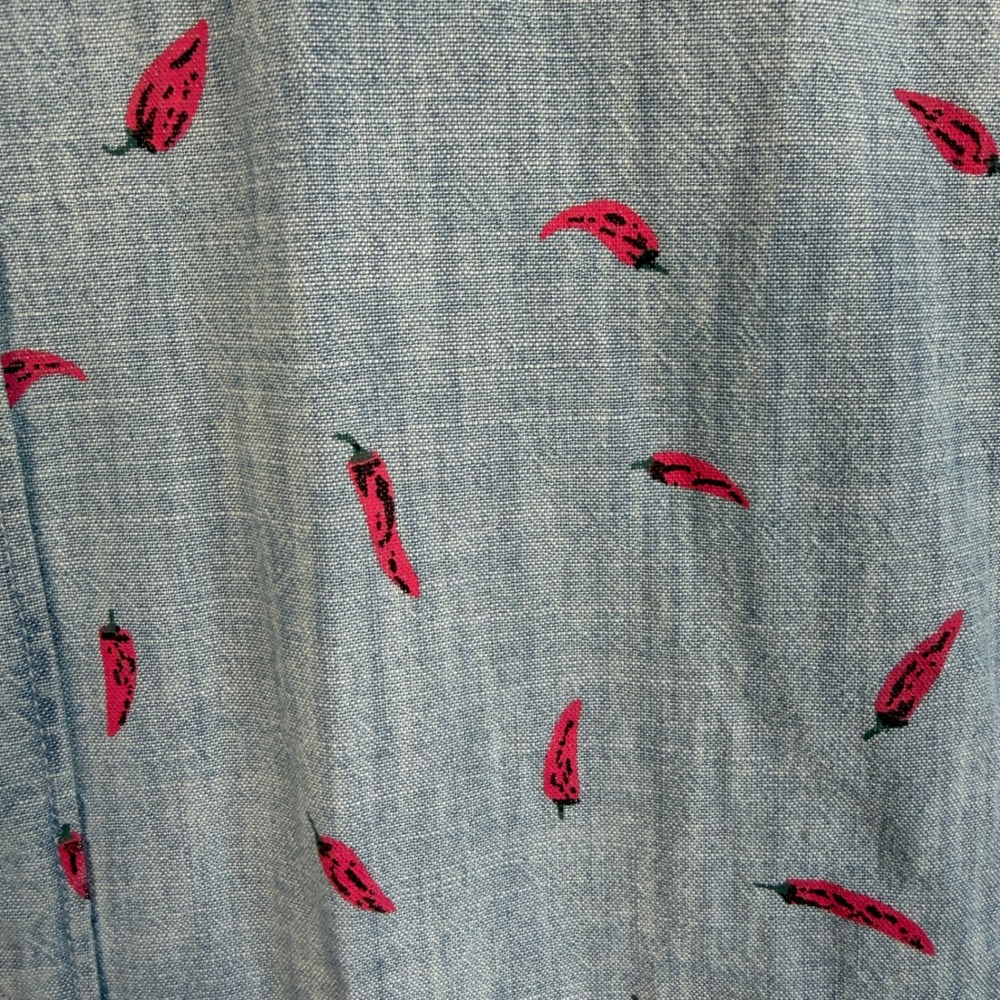 Bonobos Mens Large Slim Fit Short Sleeve Chili Pepper Button Down Shirt Blue - Picture 4 of 9